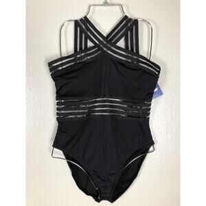 Women's One Piece Swimwear Front Crossover Swimsuits Hollow Sz XL w/DEFECT READ